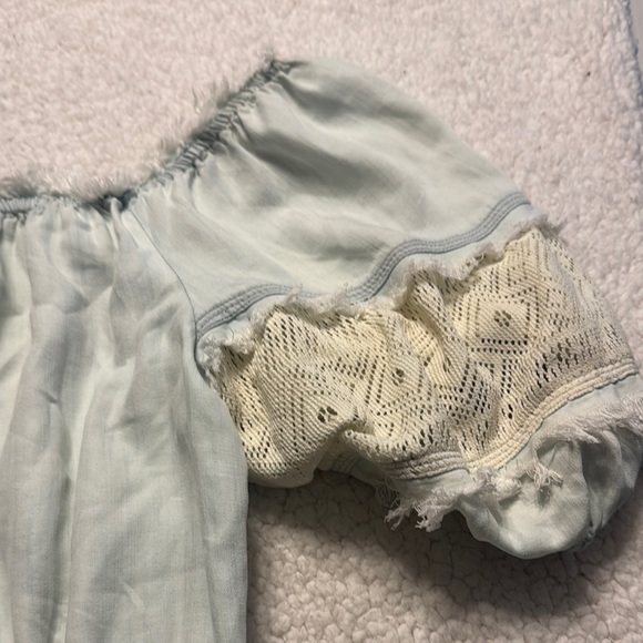 Ramy Brook Off The Shoulder Light Blue Tiered Mini Dress - Picture 3 of 6